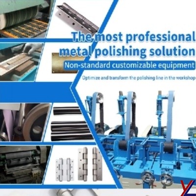 Automatic sanding machine for conveyor-type door hinges.