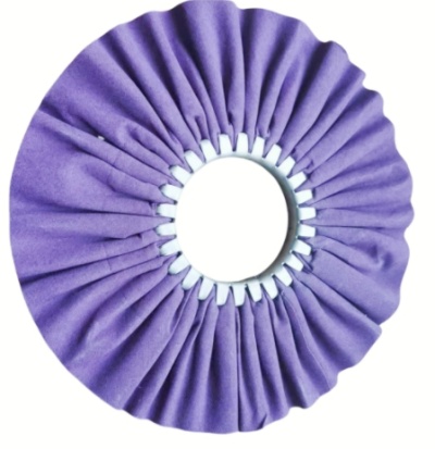Purple cloth polishing wheel.