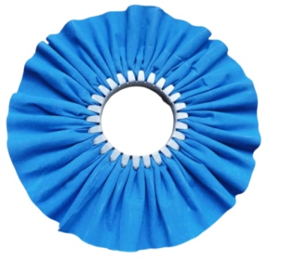 Blue cloth polishing wheel.