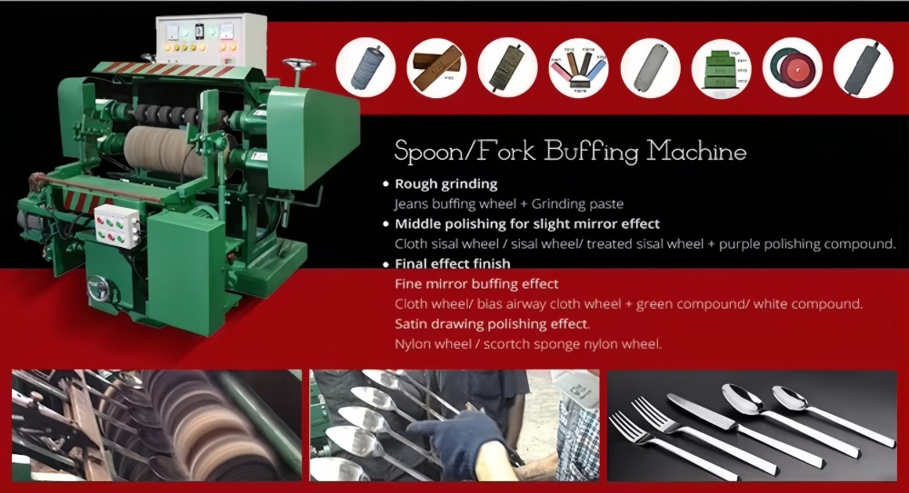 Stainless steel cutlery (spoons, forks, knives) polishing machine